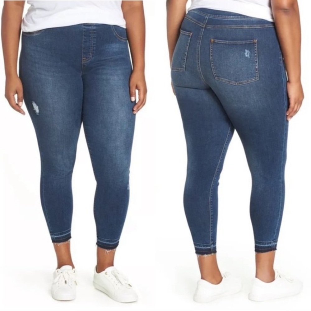 Spanx Distressed Ankle Skinny Jeans Pull-On sz2X